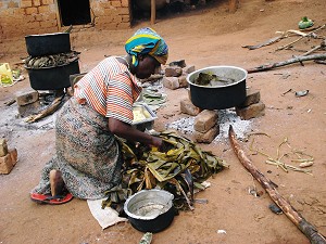 Cooking food in Uganda